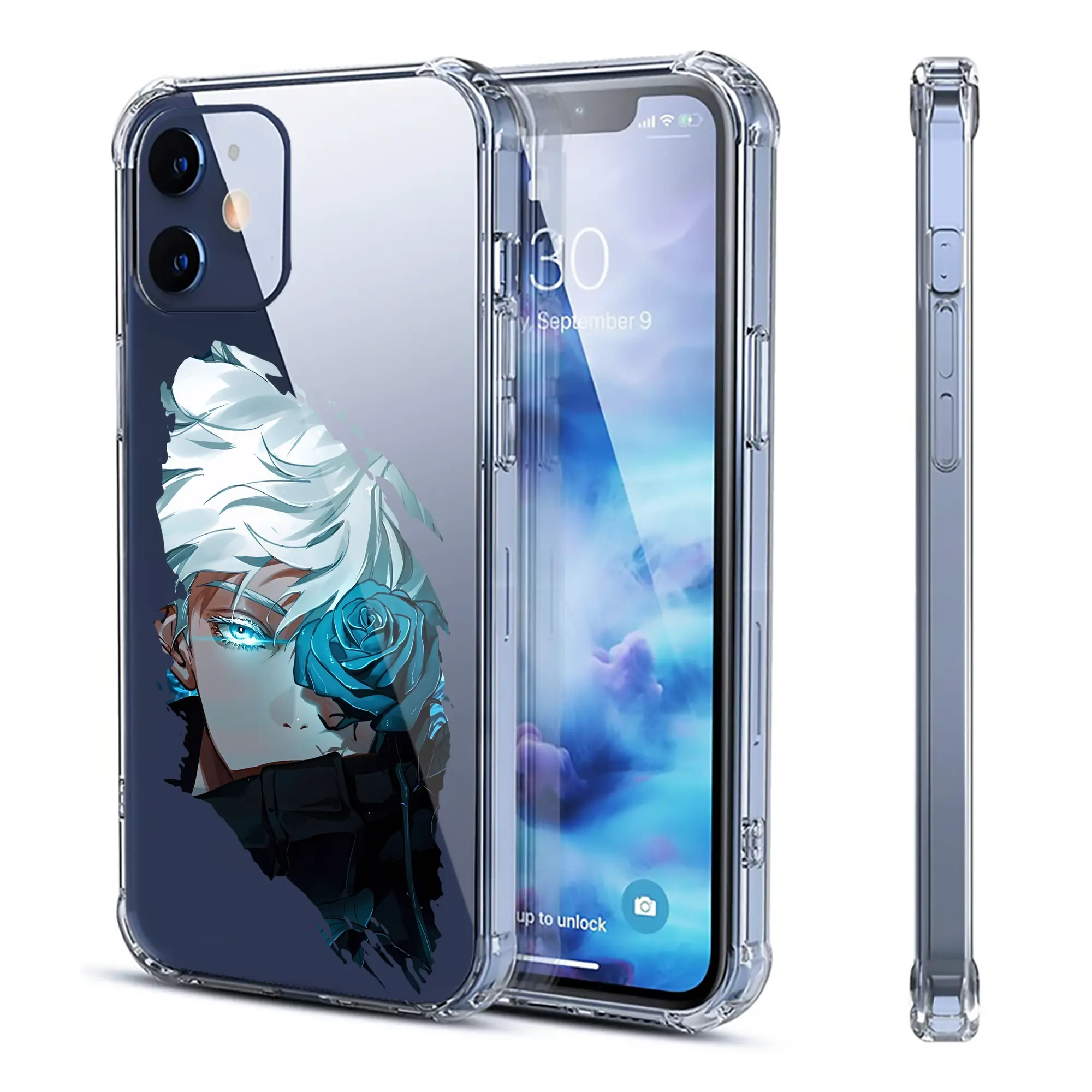 呪術廻戦 グッズ,五条 悟 - IPhone 12シリーズ対応 ・ 透明スマホケース ・ クリアソフトケース ・ TPU素材 ・ 耐衝撃 ・ 高密着 ・ 防汚 防指紋 ・ 簡単着脱